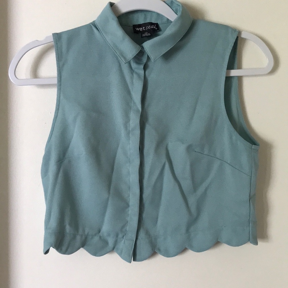 Light Turquoise Blue Sleeveless Crop Top
